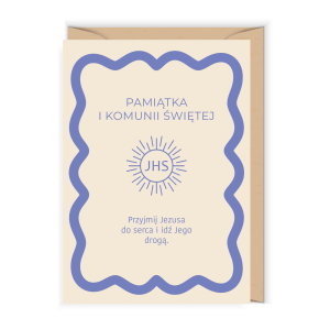 Kartka komunijna IHS fiolet
