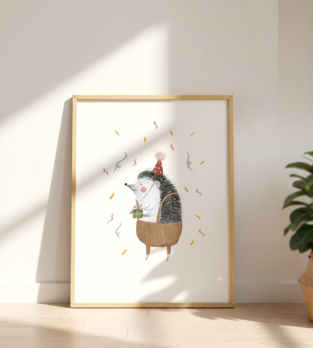 Plakat Jeżyk z prezentem