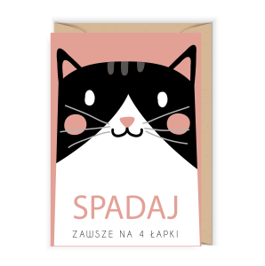 Kartka urodzinowa ze spadającym kotem