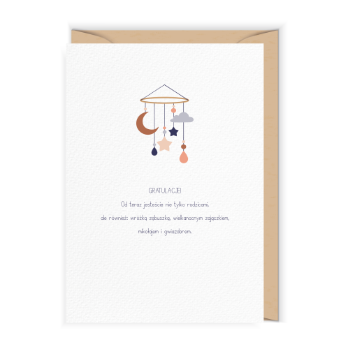 Kartka z gratulacjami narodzin Wróżka, zając i Mikołaj